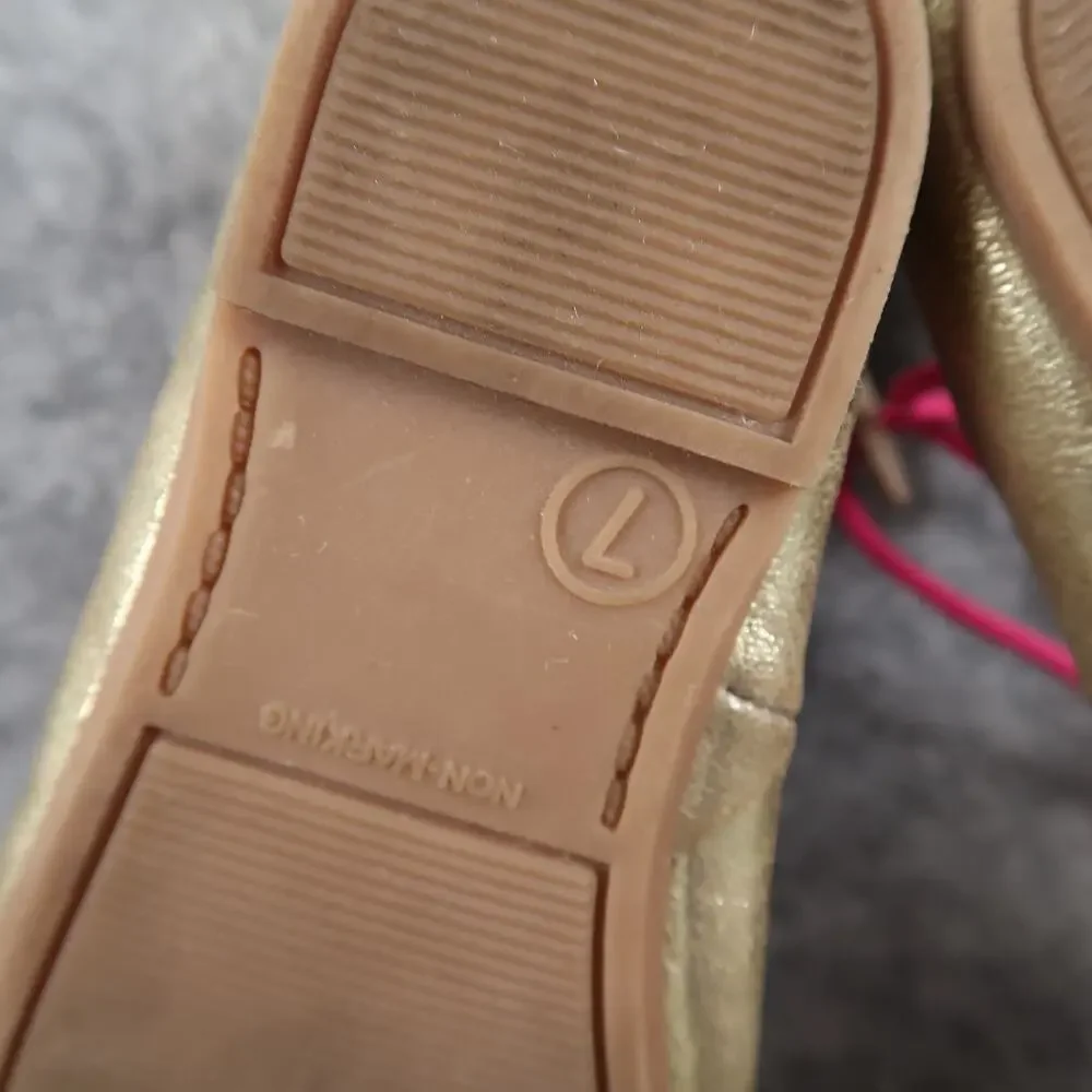 Oshkosh B'Gosh Shoes Toddler Baby 7 Ballet Flats Zip Tie Tassel Metallic Pink